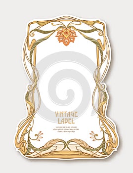 Label for products or cosmetics in art nouveau style, vintage, old, retro style.n
