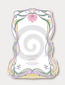 Label for products or cosmetics in art nouveau style, vintage, old, retro style.n