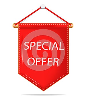 Label sale of special offer. Red promo banner of discount.Icon tag for retail. vector