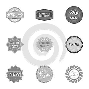 Label set icons in monochrome style. Big collection of label vector symbol stock illustration