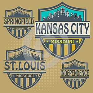 Label set Missouri cities