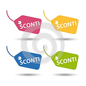 Label, Tag Set SCONTI - Colorful Vector Illustration - Isolated On White