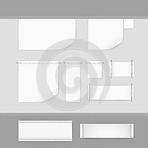 Label Tag Stitch Set White Vector