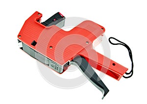 Label tagging gun on a white background photo