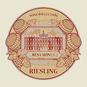 Label with the text Best wines collection, Riesling