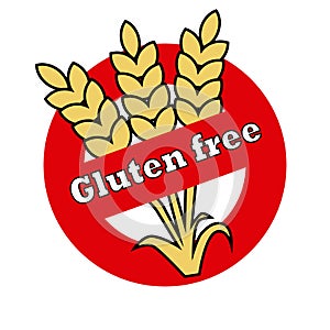 Label with three ears of wheat in a red circle with the text gluten free