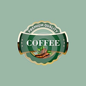 simple vector green beige coffee sticker
