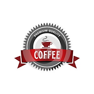 simple vector red and grey beige coffee sticker