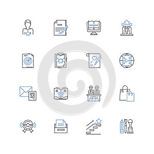 Labeling line icons collection. Sorting, Identifying, Categorizing, Marking, Naming, Classifying, Tagging vector and