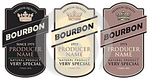 Labels for bourbon with inscription and crown