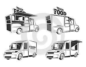 Labels with Food trucks