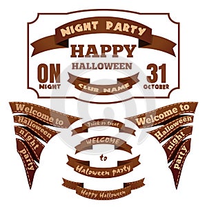 Labels and ribbons for Halloween. Vector icons