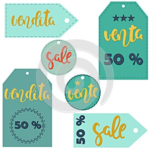 Labels sale illustration. photo