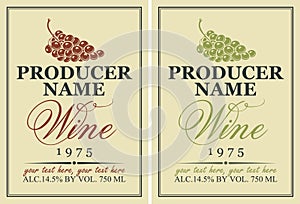Labels for wine with grapes