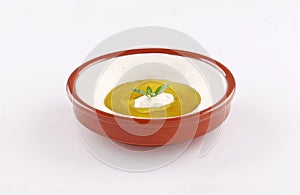 Labneh bowl on white background