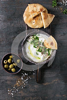 Labneh fresh lebanese cream cheese dip