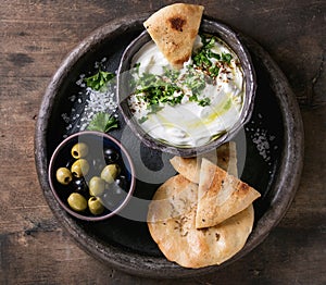 Labneh fresh lebanese cream cheese dip