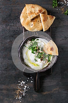 Labneh fresh lebanese cream cheese dip