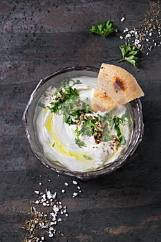 Labneh fresh lebanese cream cheese dip