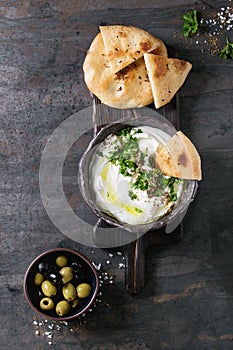 Labneh fresh lebanese cream cheese dip