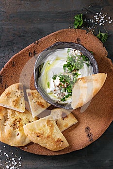 Labneh fresh lebanese cream cheese dip