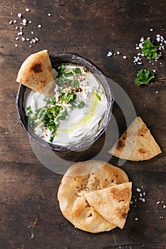 Labneh fresh lebanese cream cheese dip