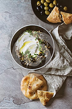 Labneh fresh lebanese cream cheese dip