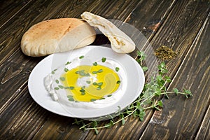 Labneh Strained yogurt with Zaatar