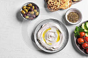 Labneh yogurt cream cheese for breakfast