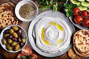 Labneh yogurt cream cheese for breakfast