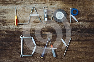 Labor day. Construction tools with copy space