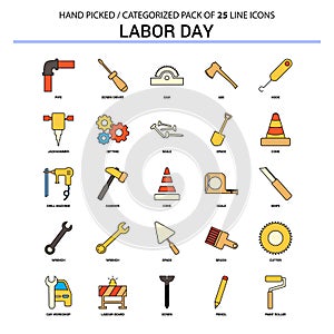 Labor day Flat Line Icon Set - Business Concept Icons Design