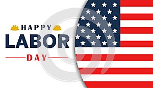 Labor Day greeting card with USA national flag background and text Happy Labor Day