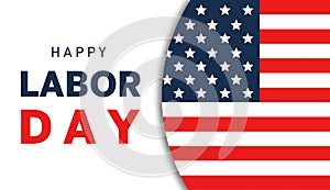 Labor Day greeting card with USA national flag background and text Happy Labor Day