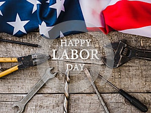 LABOR DAY. Hand tools lying on the table