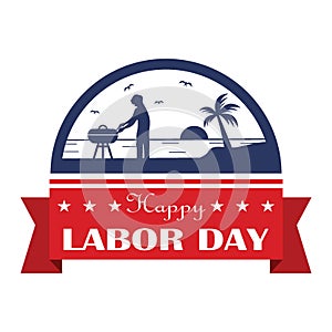 Labor day label. Vector illustration decorative design