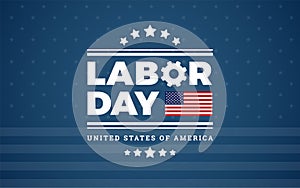 Labor Day logo background USA - blue background w/ stars, stripe