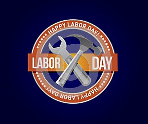 Labor day orange stamp seal and tools