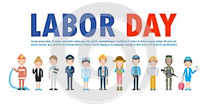 Labor Day People Group Set of different professions on a white background, International Labor Day celebration banner Vector