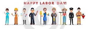 Labor Day poster. People of different occupations