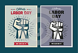 Labor Day poster template with clenched fist