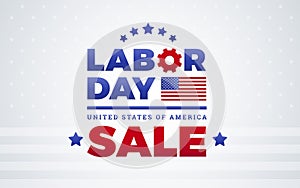 Labor Day sale banner template design - American flag, Labor Day USA logo