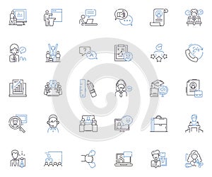 Labor inputs line icons collection. Workers, Workforce, Employees, Manpower, Human resources, Staffing, Productivity