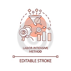 Labor intensive method orange concept icon