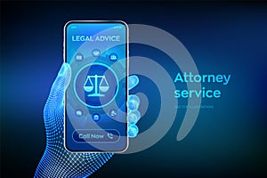 Labor law, Lawyer, Attorney at law, Legal advice concept on smartphone screen. Internet law and cyberlaw as digital legal services