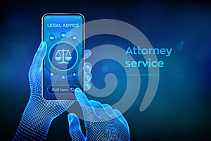Labor law, Lawyer Attorney at law, Legal advice concept on smartphone screen. Internet law and cyberlaw as digital legal services