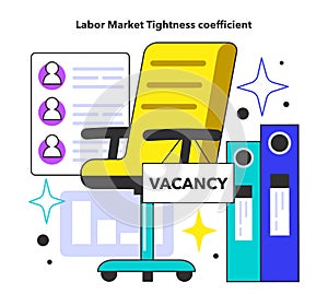Labor market tightness coefficient. Economy theory, percentage of the labor photo