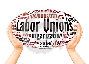 Labor unions word cloud hand sphere concept