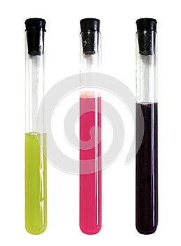 laboratory apparatus with colorful solution chemistry flask experiments tube