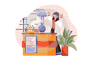 Laboratory assistant doing chemical tests Illustration concept on white background